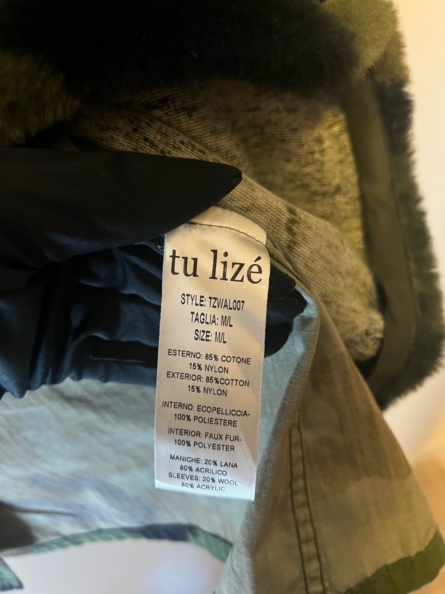 Tu Lize' Uncycled Embroidered Military Jacket, Size M/L