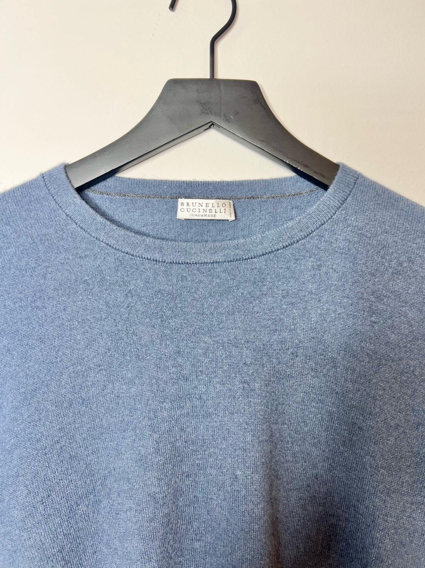 Brunello Cucinelli Blue Cashmere Sweater, Size XL