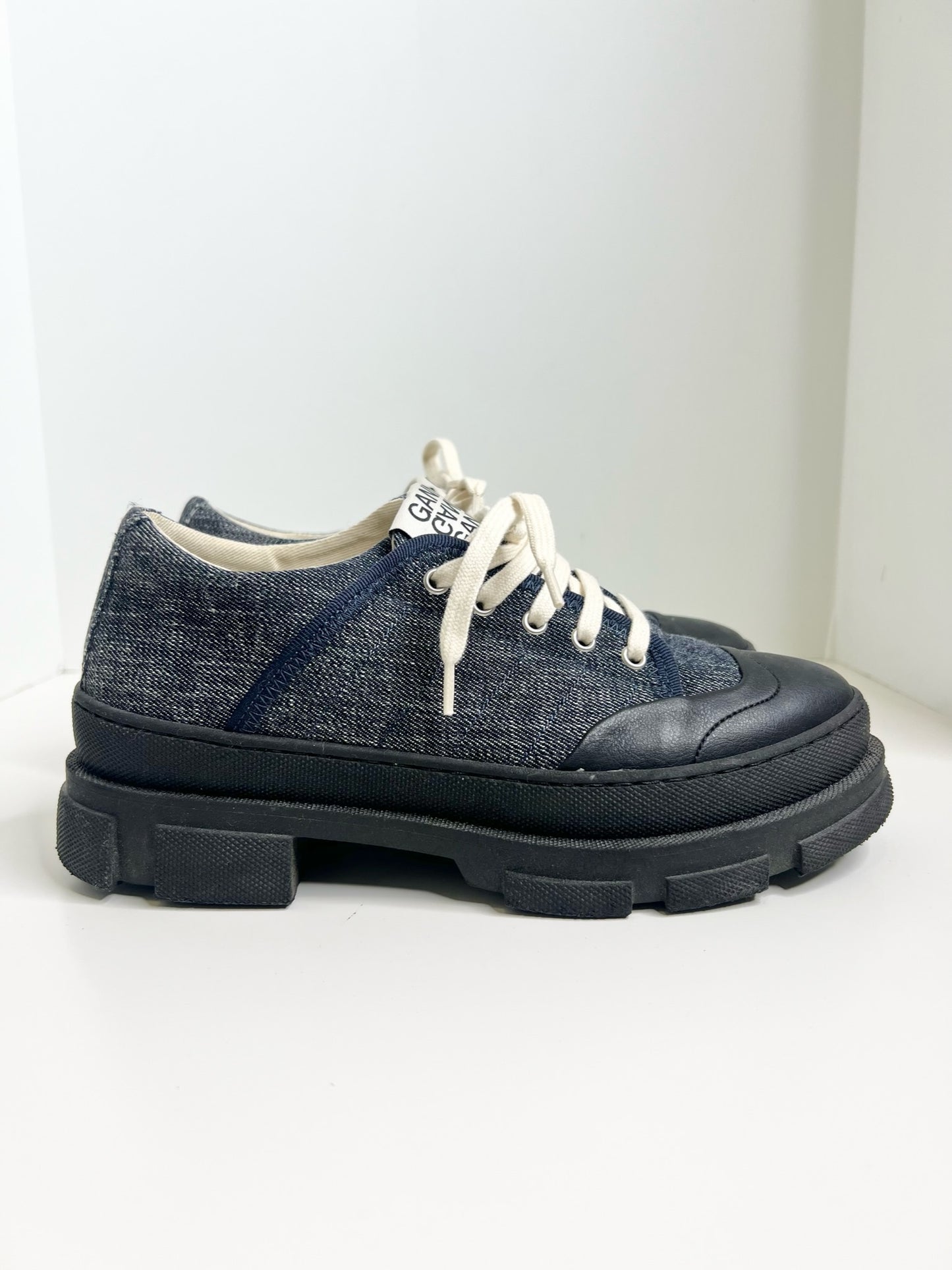 Ganni Denim Low-top Sneakers, Size 39