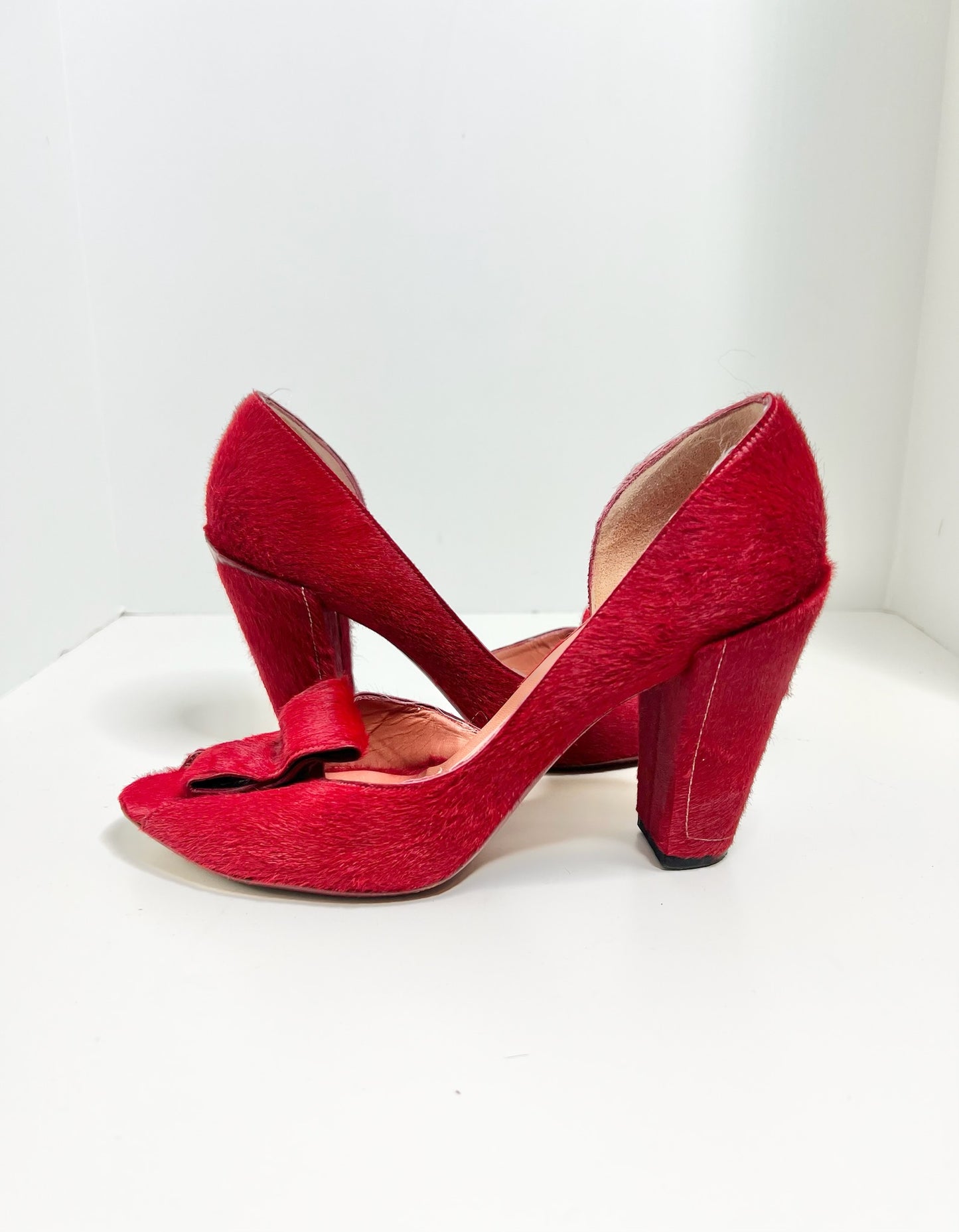 Eileen Shields Red Pony Hair D'orsay Pumps, Size 38.5