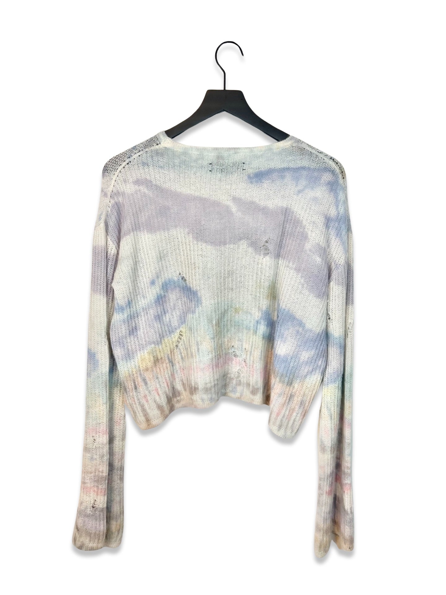 Amiri Multi Color Love Tie Dye Cropped Knit Sweater, Size Large