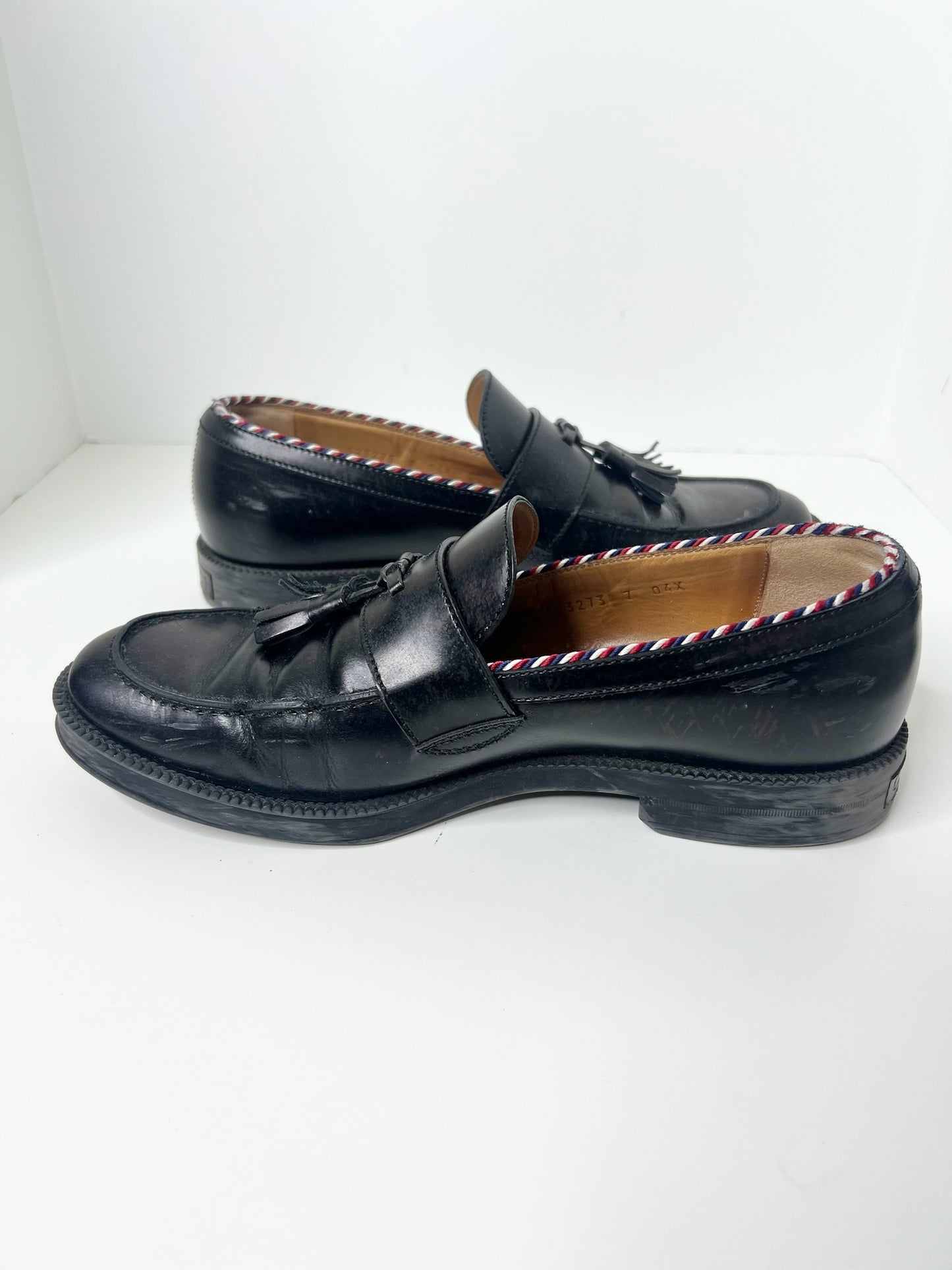 Gucci Leather Tassel Accents Dress Loafers, Size 7