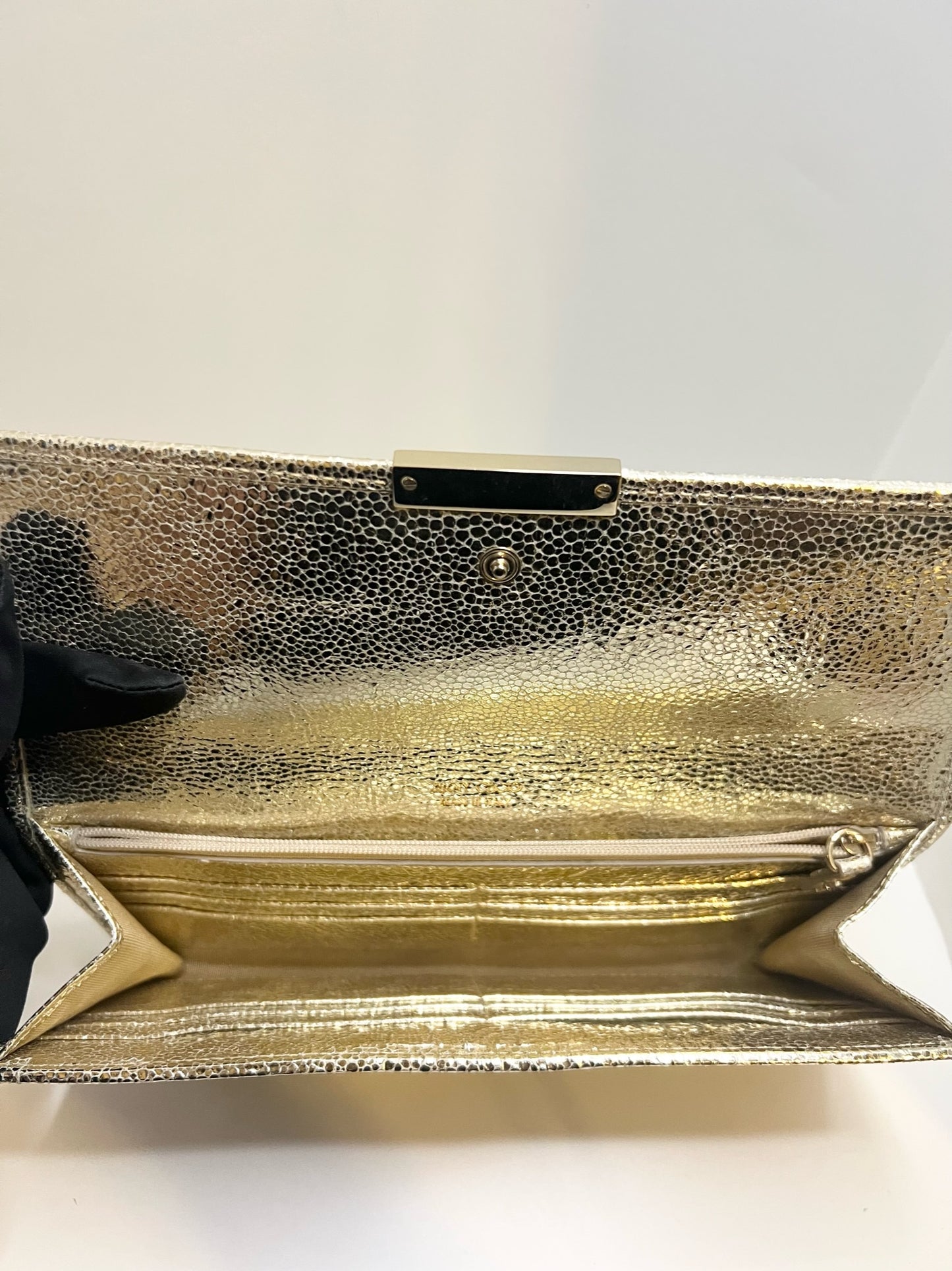 Jimmy Choo Dubai Glitter Clutch Bag Gold