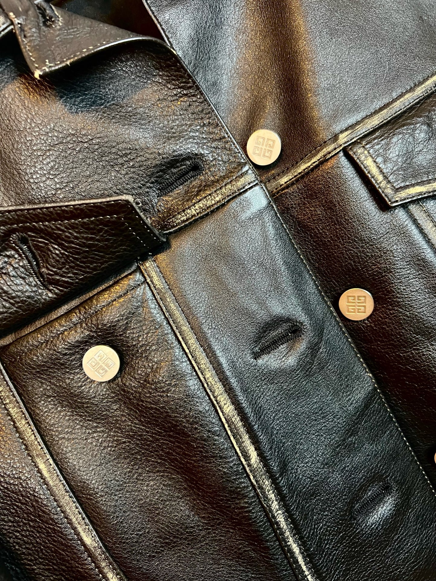 Givenchy Brown Leather Jacket, Size 42