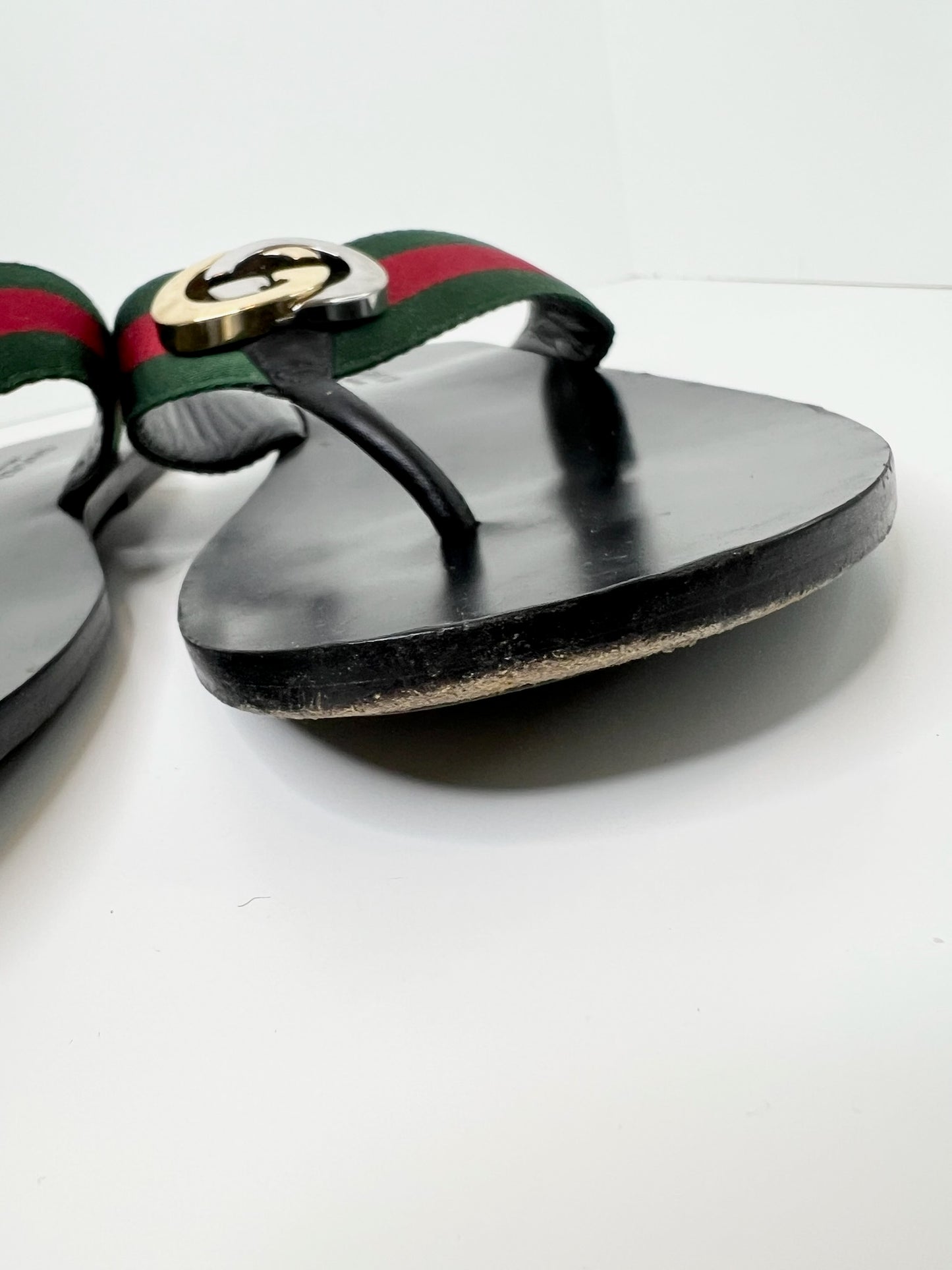 Gucci Men's Thong Sandal with Web, Size 12.5