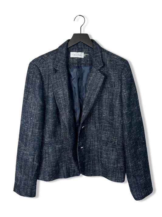 Calvin Klein Navy Tweed Blazer, Size 14