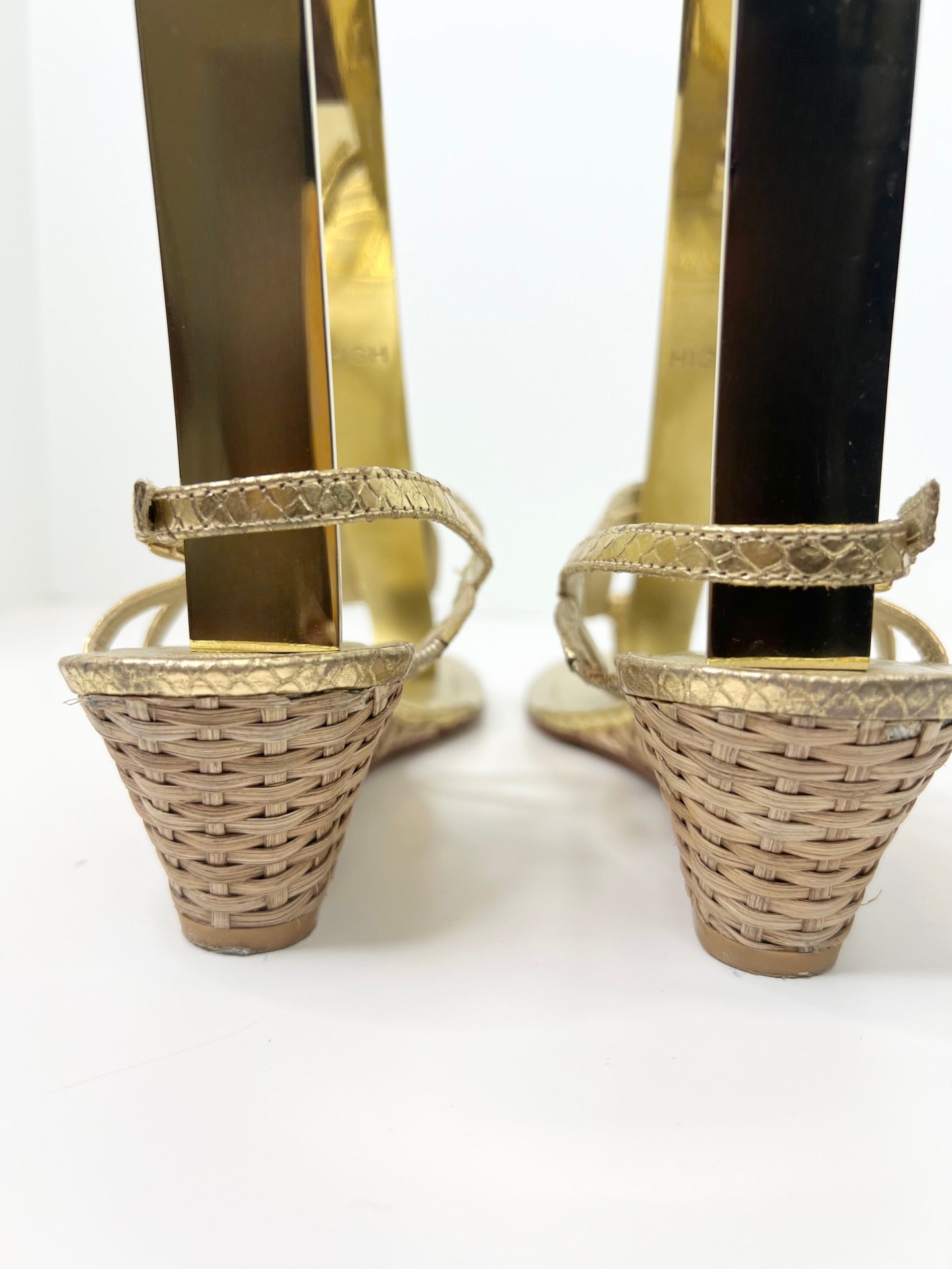 Lily Pulitzer Gold Raffia Wedge Sandal, Size 8