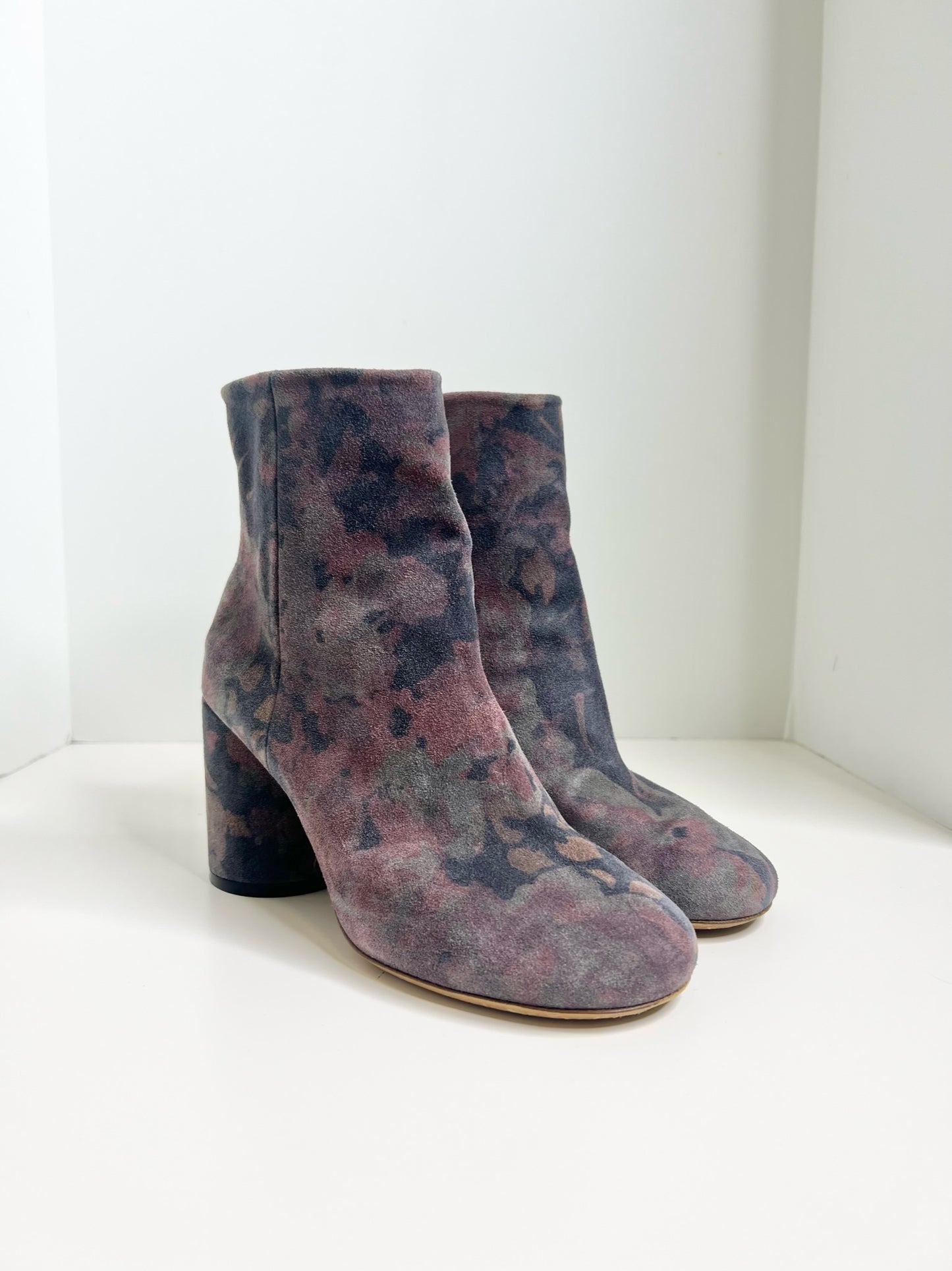 Maison Martin Margiela Floral Print Suede Ankle Boot, Size 38