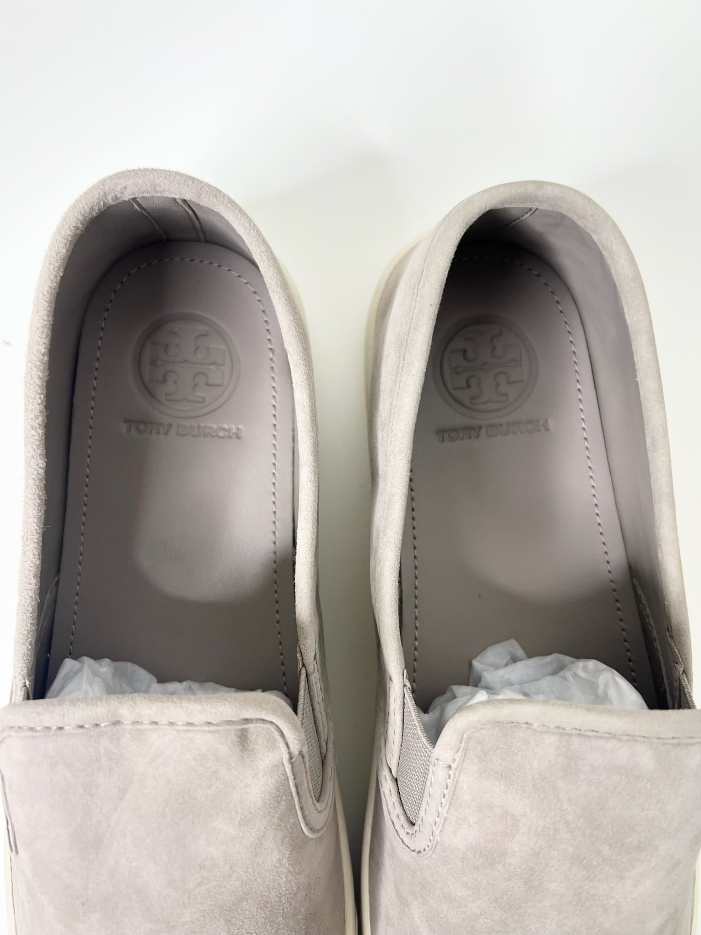 NWT! Tory Burch Max Slip-On Suede Gray Sneakers, Size 10