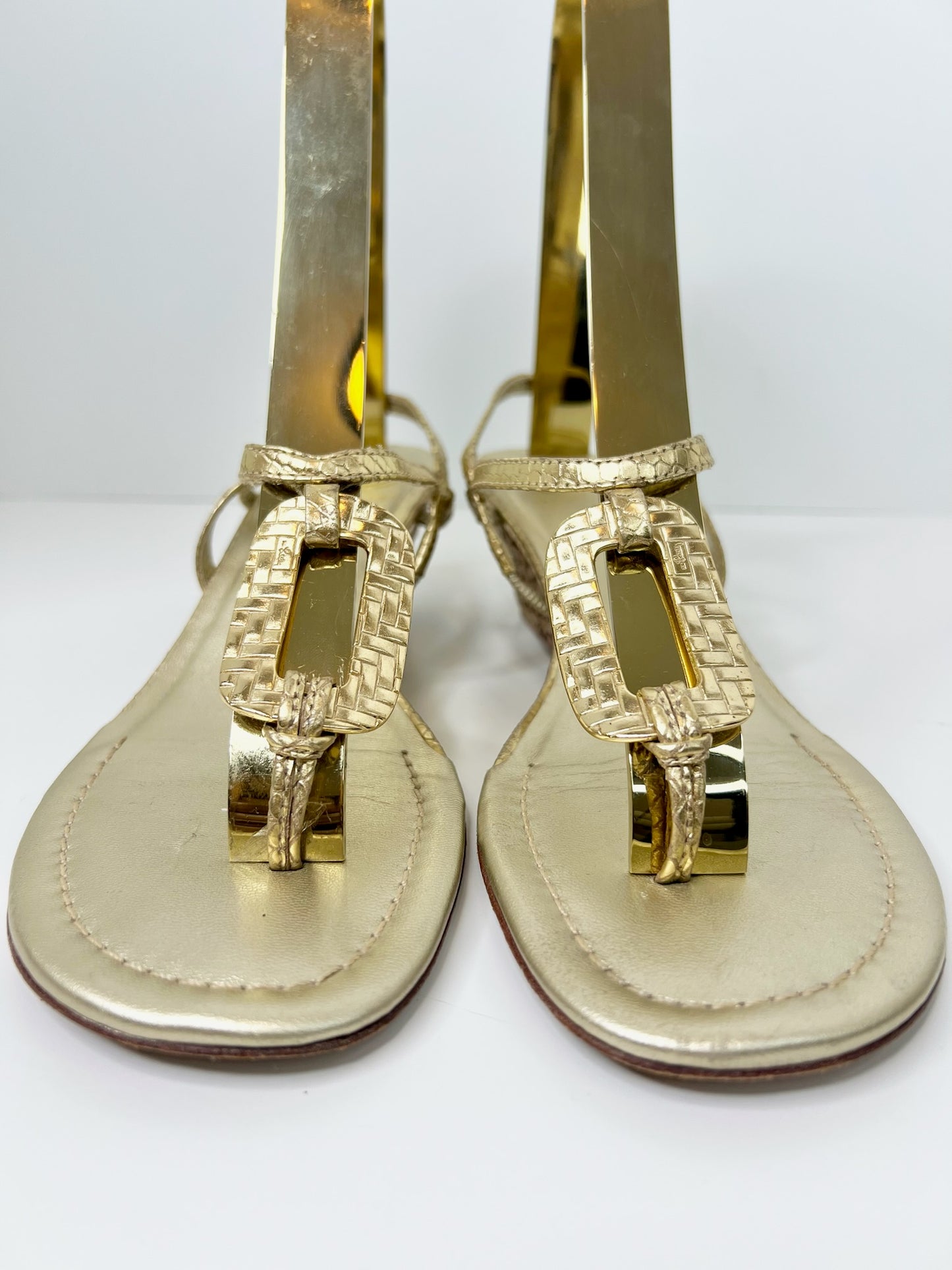 Lily Pulitzer Gold Raffia Wedge Sandal, Size 8