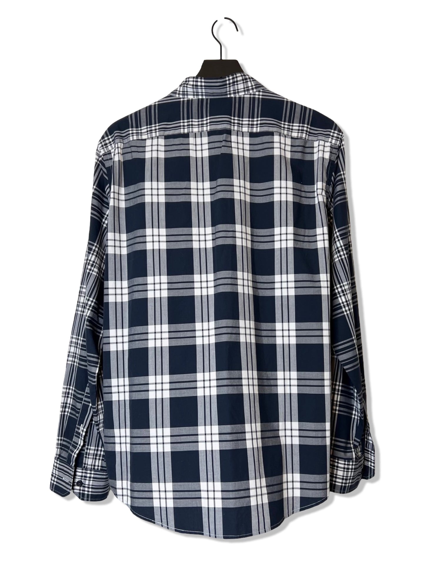 Michael Kors Plaid Navy Blue & White Shirt, Size L