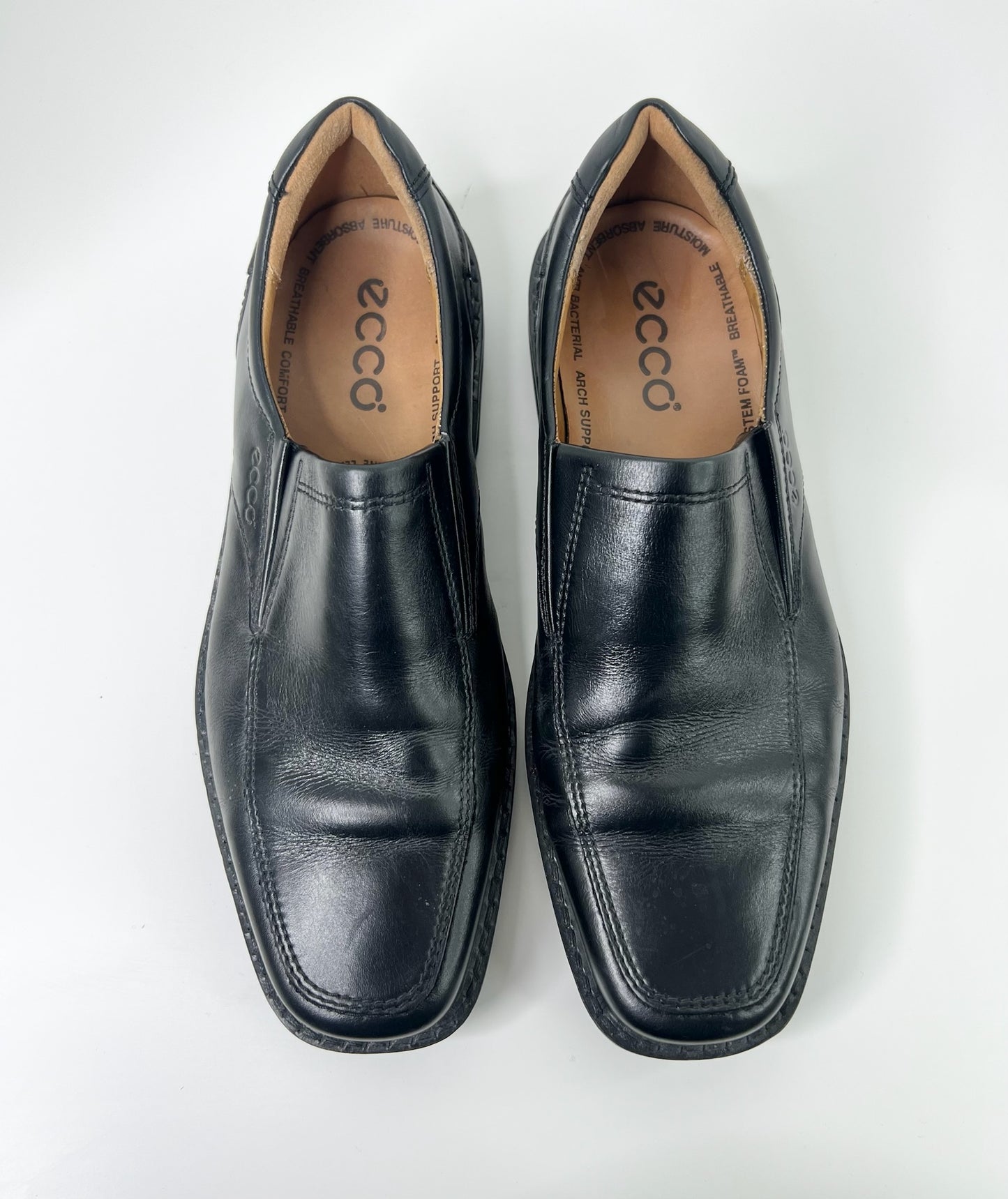 Ecco Black Leather Shoes, Size 42