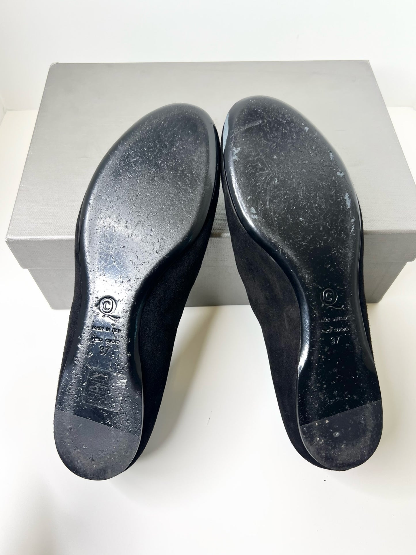 Alexander McQueen Black Suede Ballet Flats, Size 37