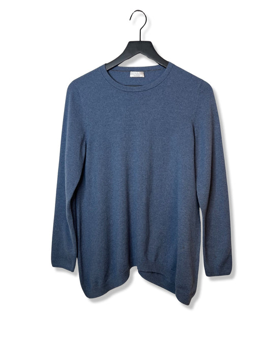 Brunello Cucinelli Blue Cashmere Sweater, Size XL