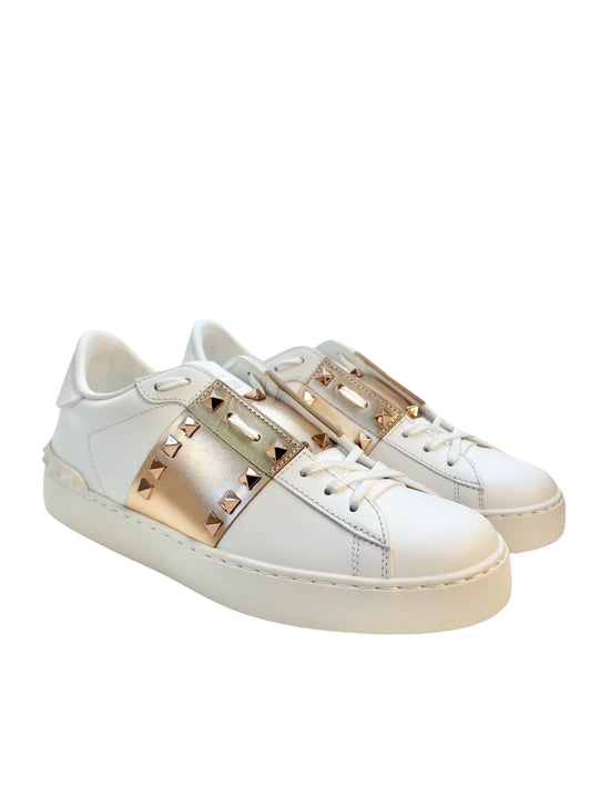 Valentino Garavani Rockstud Leather Sneakers, Size 38.5