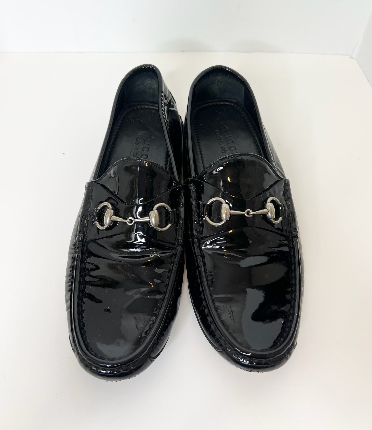 Gucci Black Patent Leather Drivers, Size 9