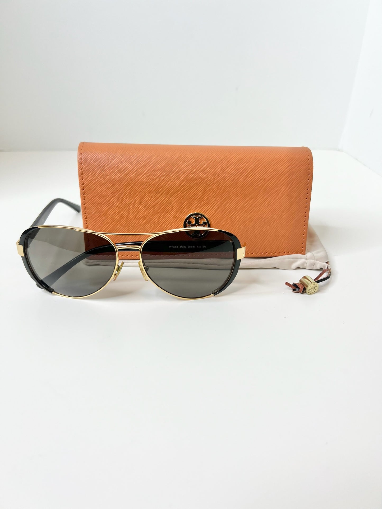 Tory Burch Oversized Gold-Tone/Black Aviator