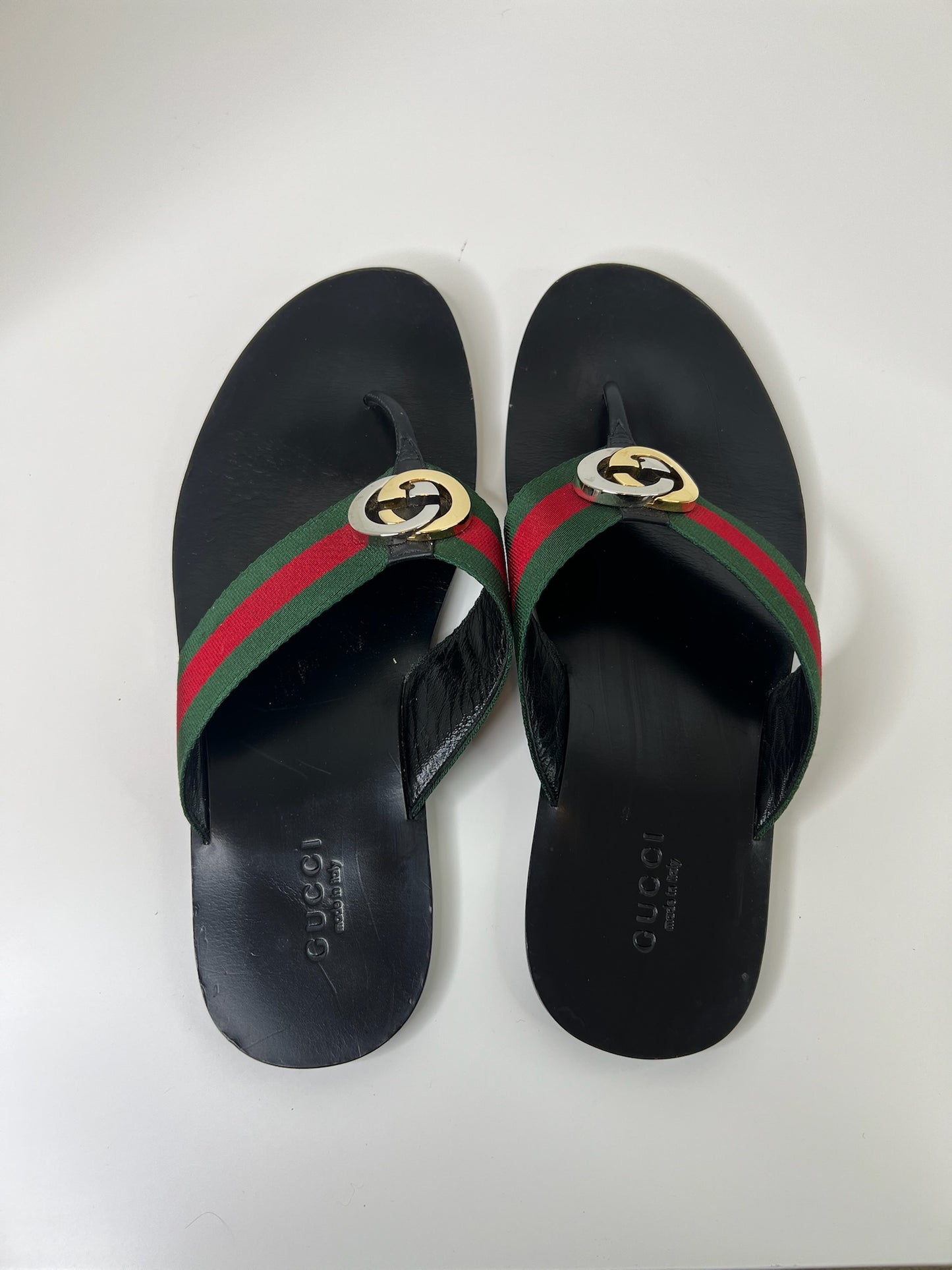 Gucci Men's Thong Sandal with Web, Size 12.5