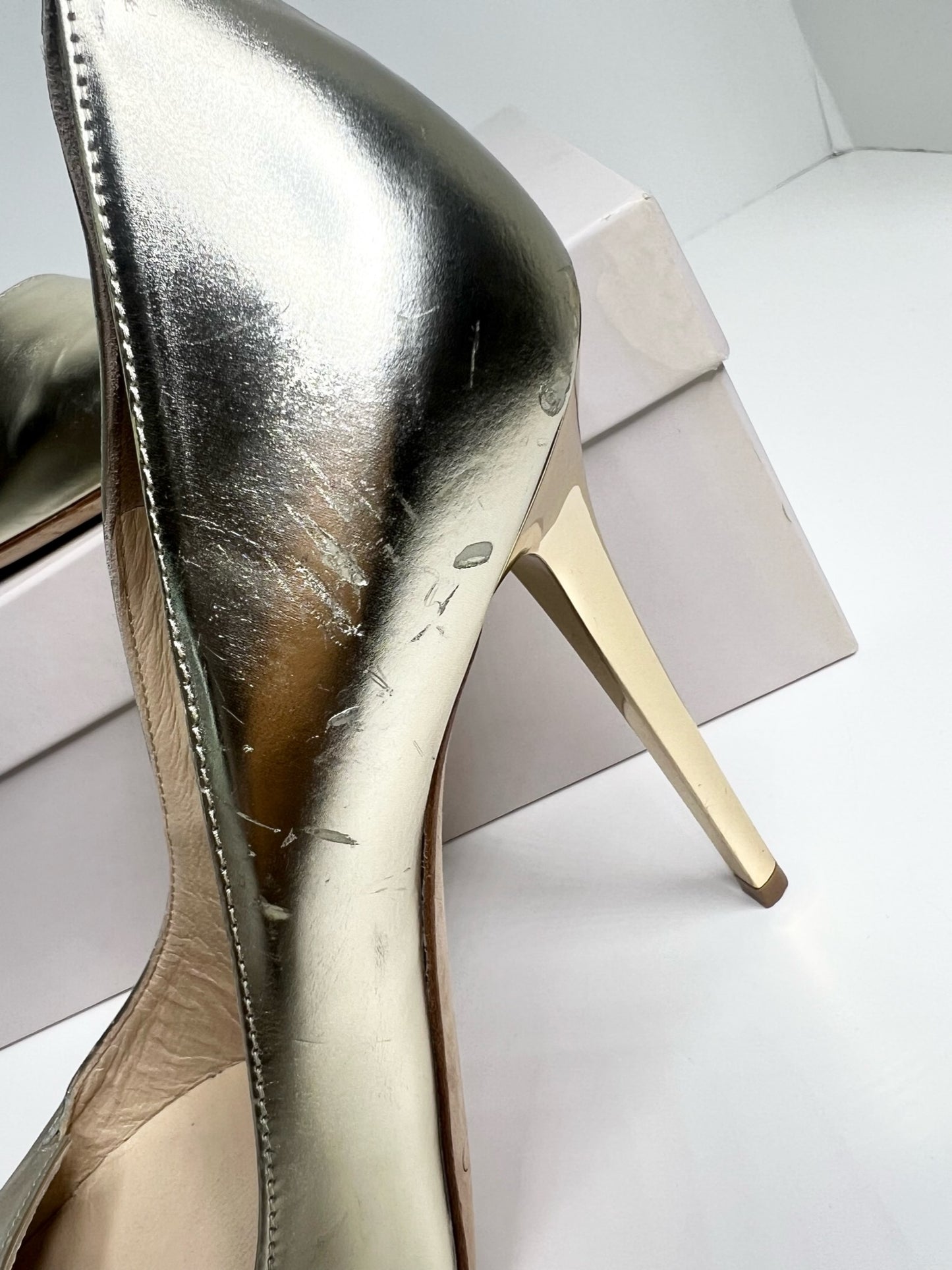 Jimmy Choo Mirrored Metallic Gold Pumps, Size 37