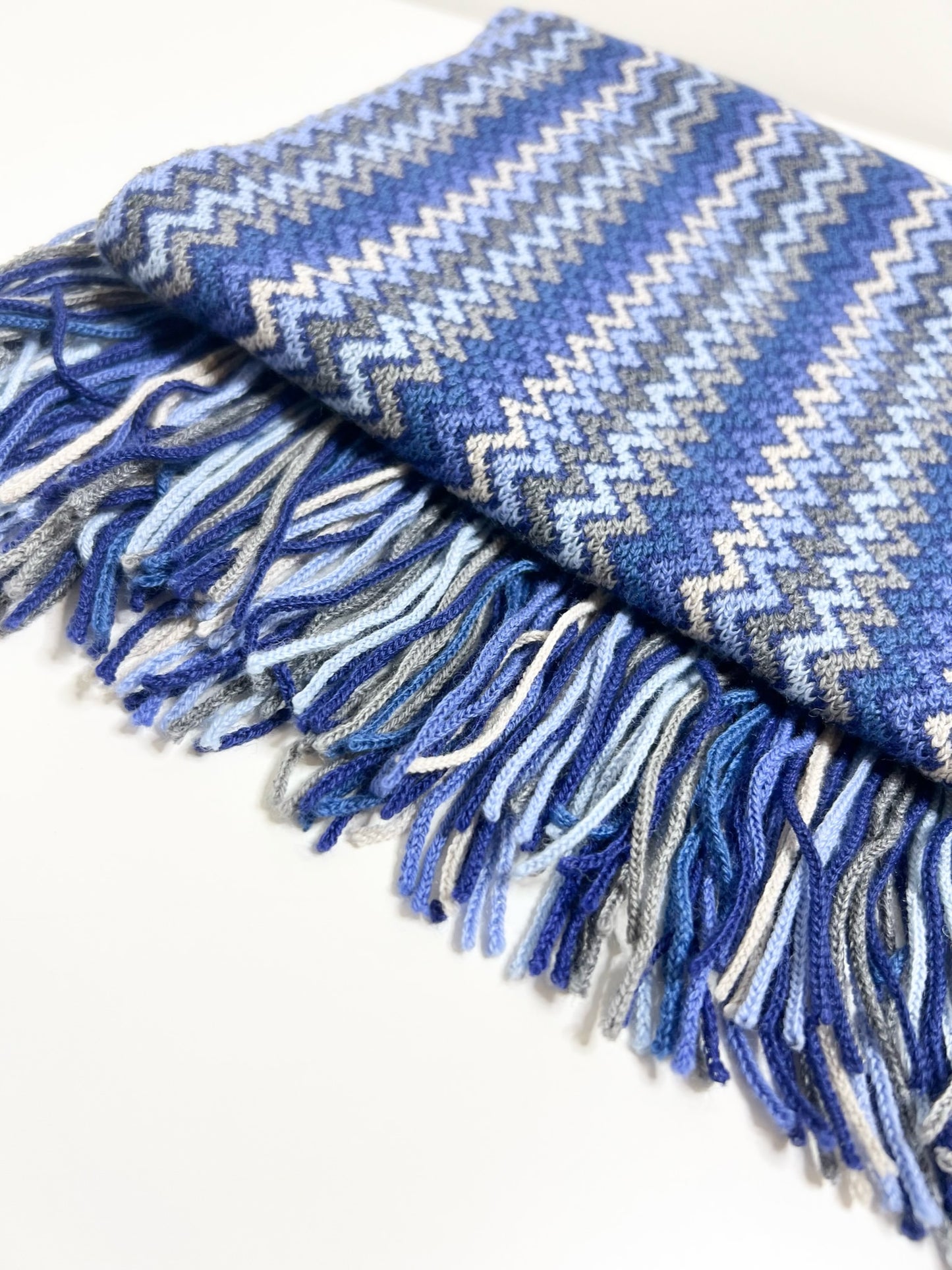 Missoni Chevron Patterned Scarf, Blue