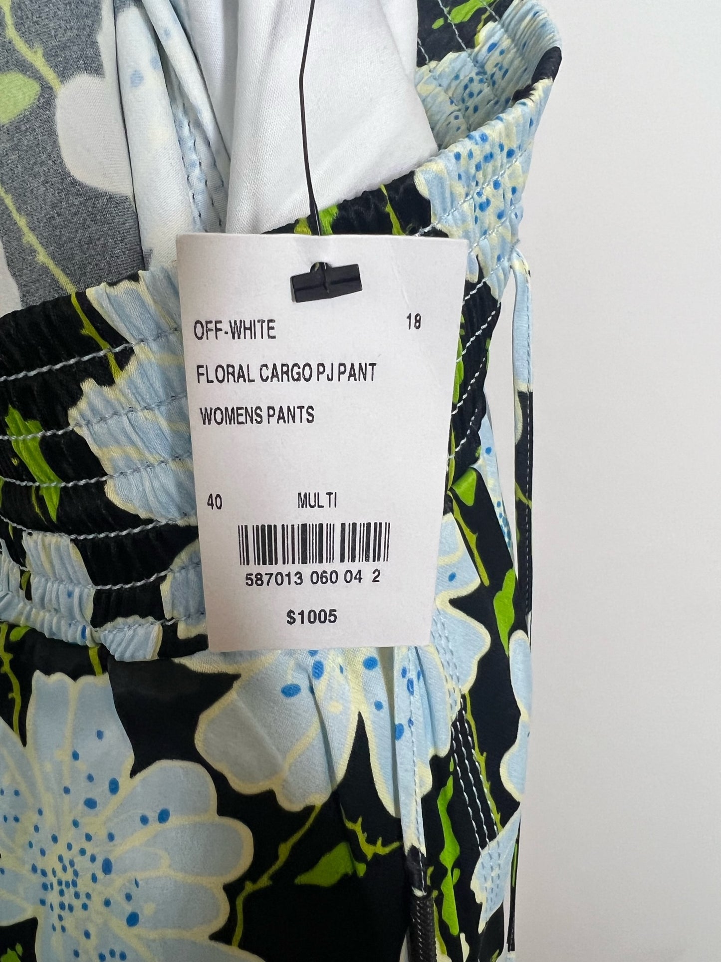 NWT! Off-White Silk Floral Printed Trousers, Size 40