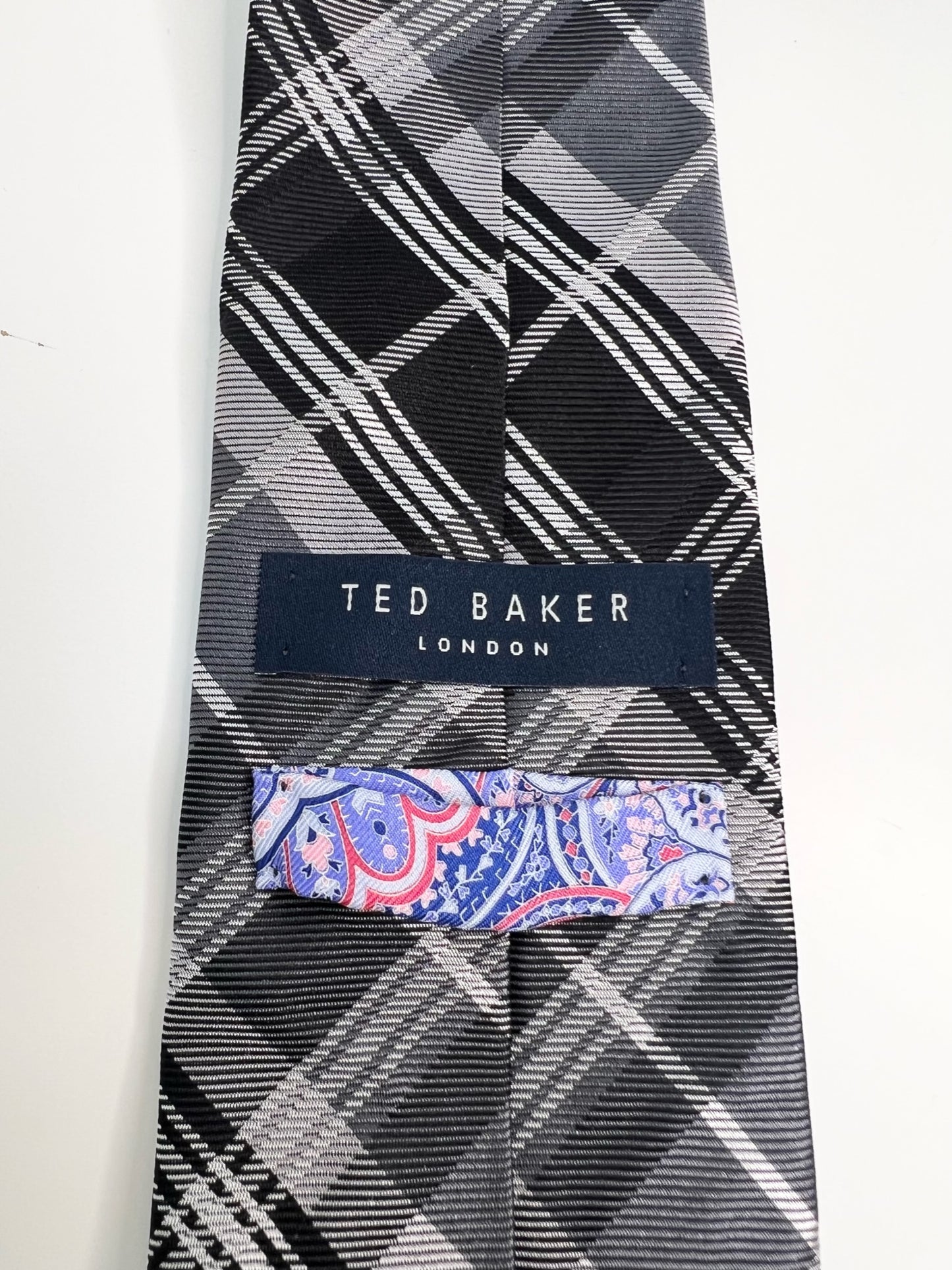 NWT! Ted Baker Black Plaid Silk Tie