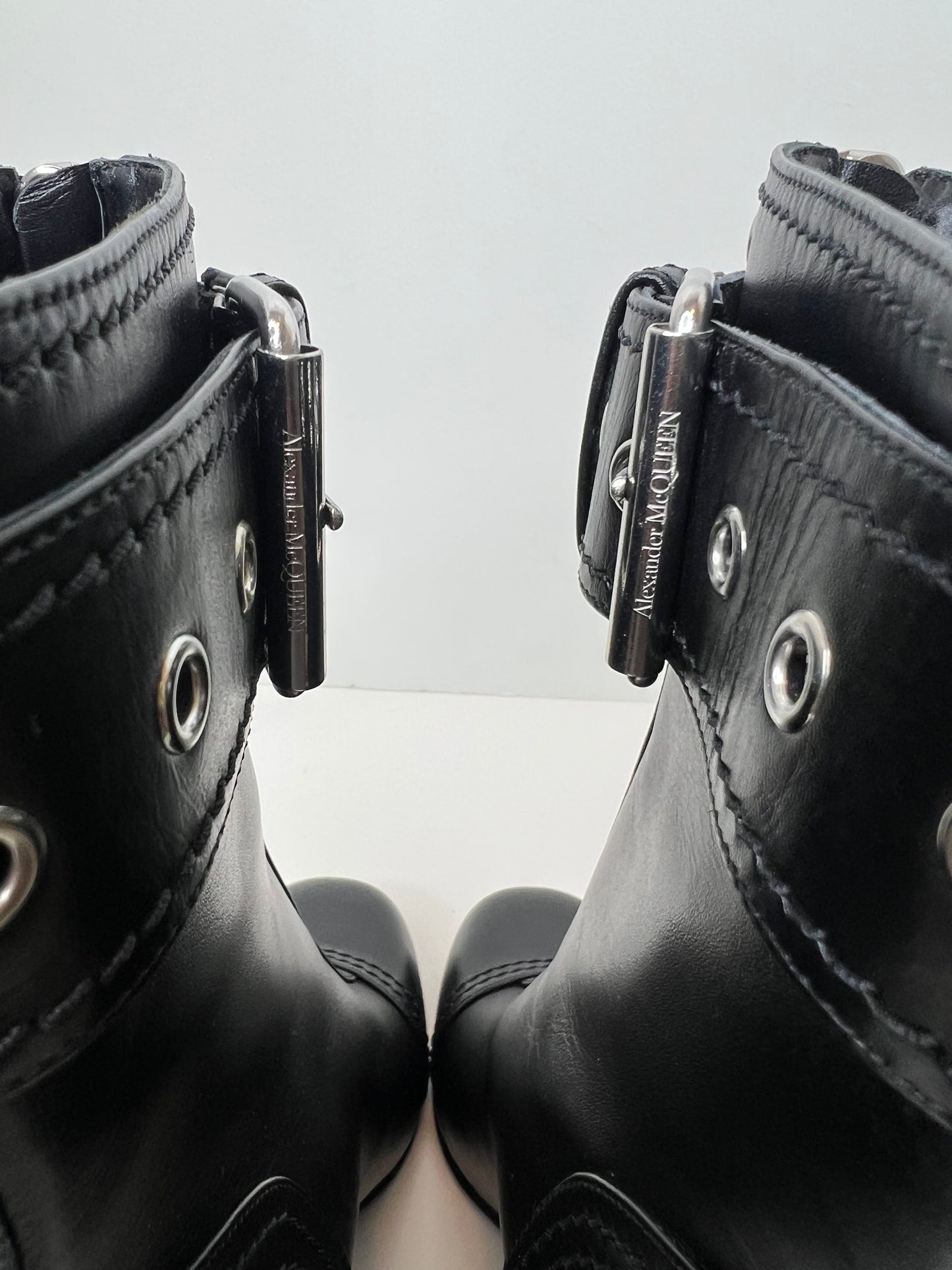 Alexander McQueen Biker Booties, Size 40