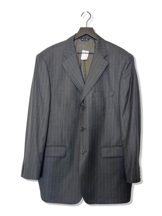 Gianni Manzoni Super 140s Italian Gray Wool Stripe 2-Piece Suit (Jacket and Pants), Size 42