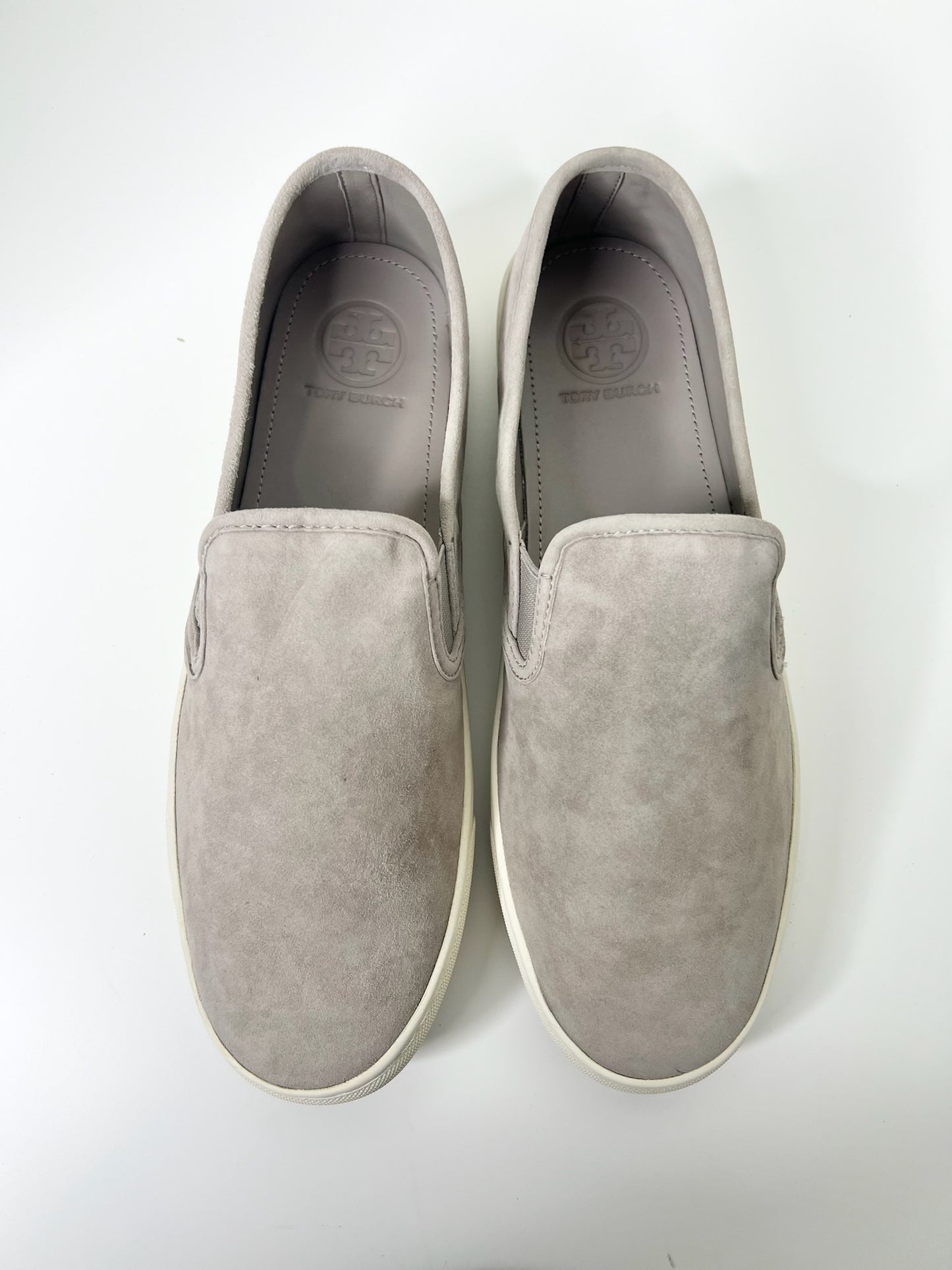 NWT! Tory Burch Max Slip-On Suede Gray Sneakers, Size 10