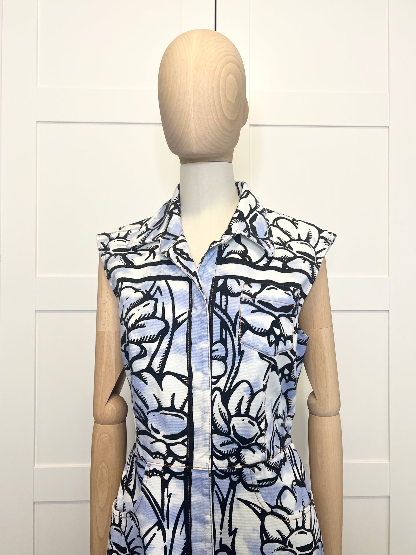 Fendi Denim White & Blue Printed Shirtdress, Size 44