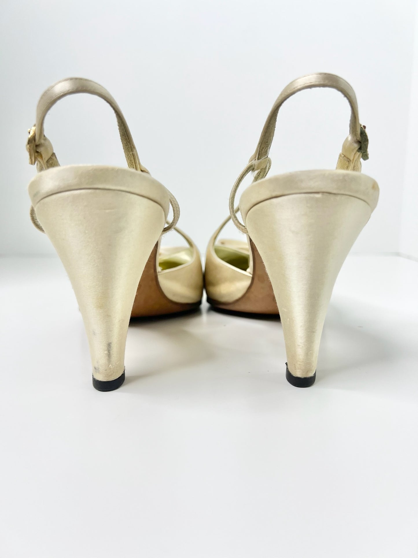 Vintage CHANEL Satin Slingbacks, Size 7