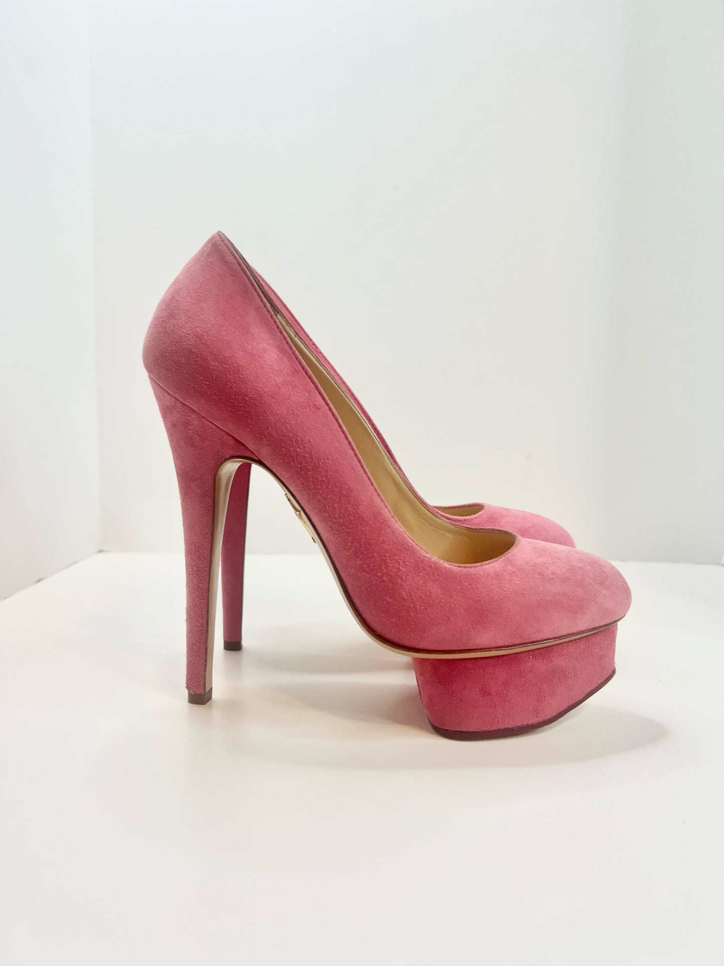 NWT! Charlotte Olympia Dolly Suede Pumps, Size 36.5