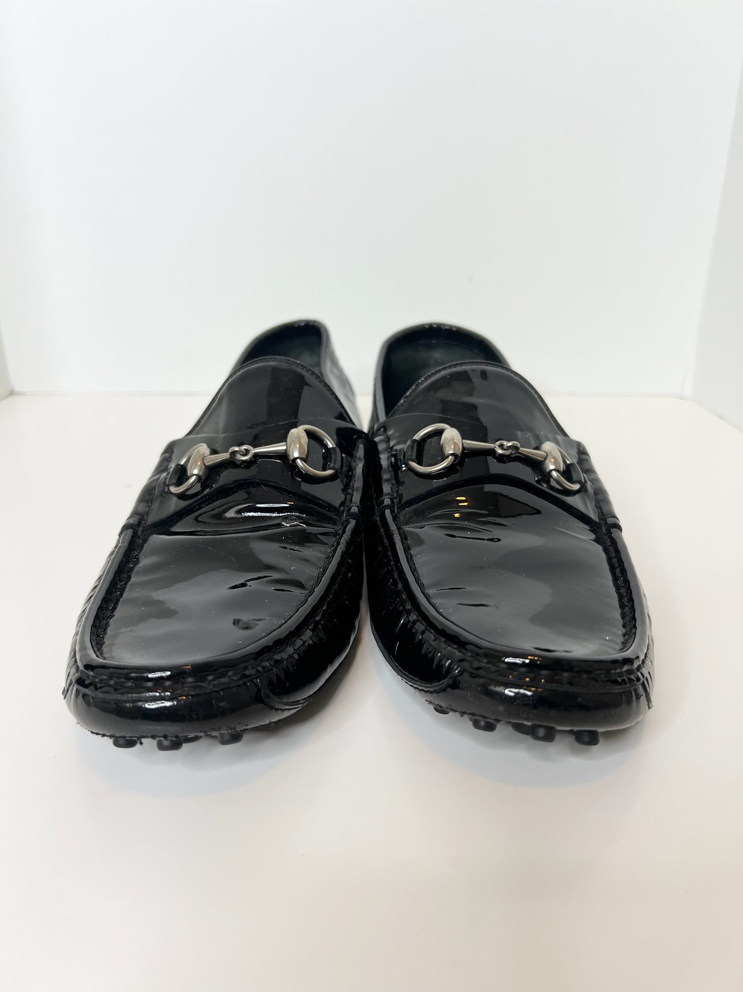 Gucci Black Patent Leather Drivers, Size 9