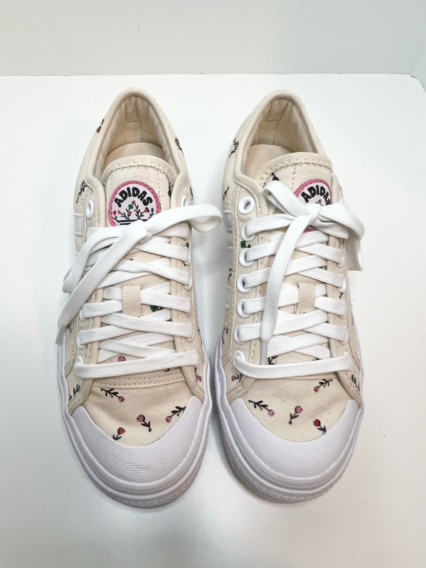 Adidas Nizza Platform Sneakers Floral Beige, Size 8