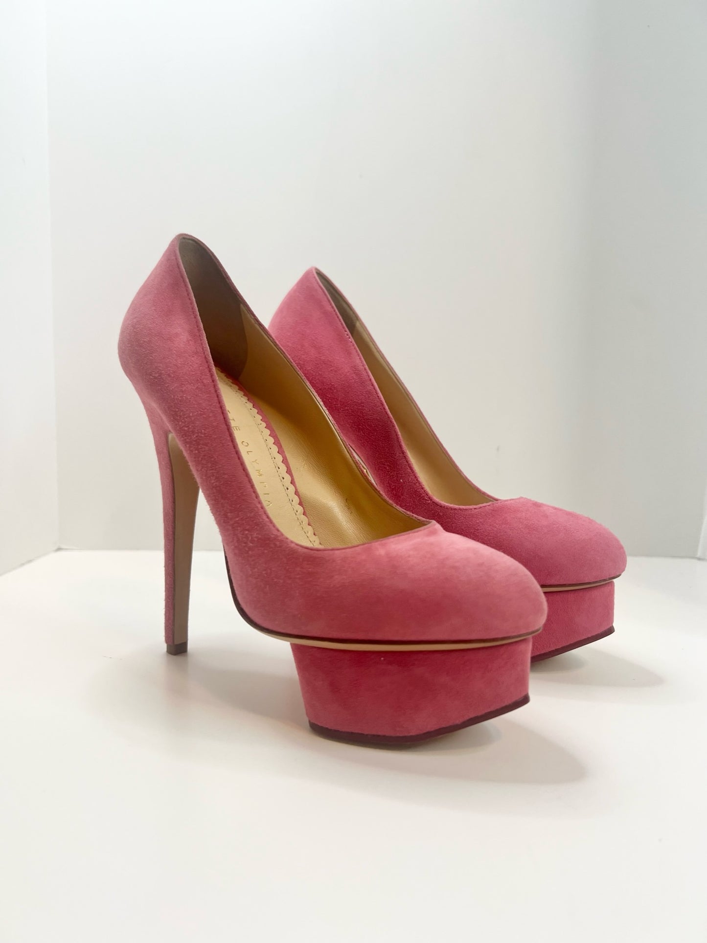 NWT! Charlotte Olympia Dolly Suede Pumps, Size 36.5