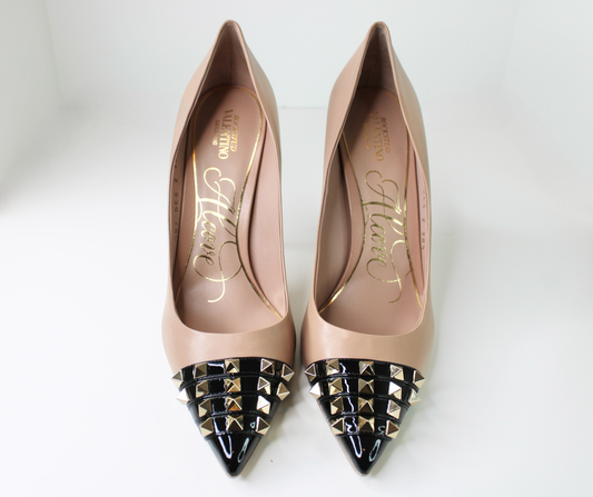 Valentino Garavani Rockstud Kidskin And Patent Leather Pump 110mm, Size 38.5