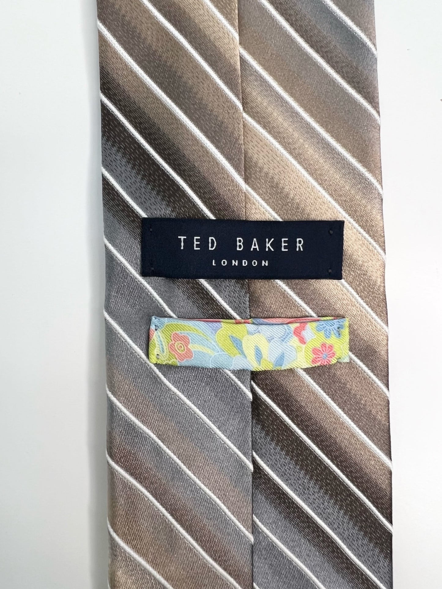 Ted Baker Brown Multicolored Striped Silk Tie