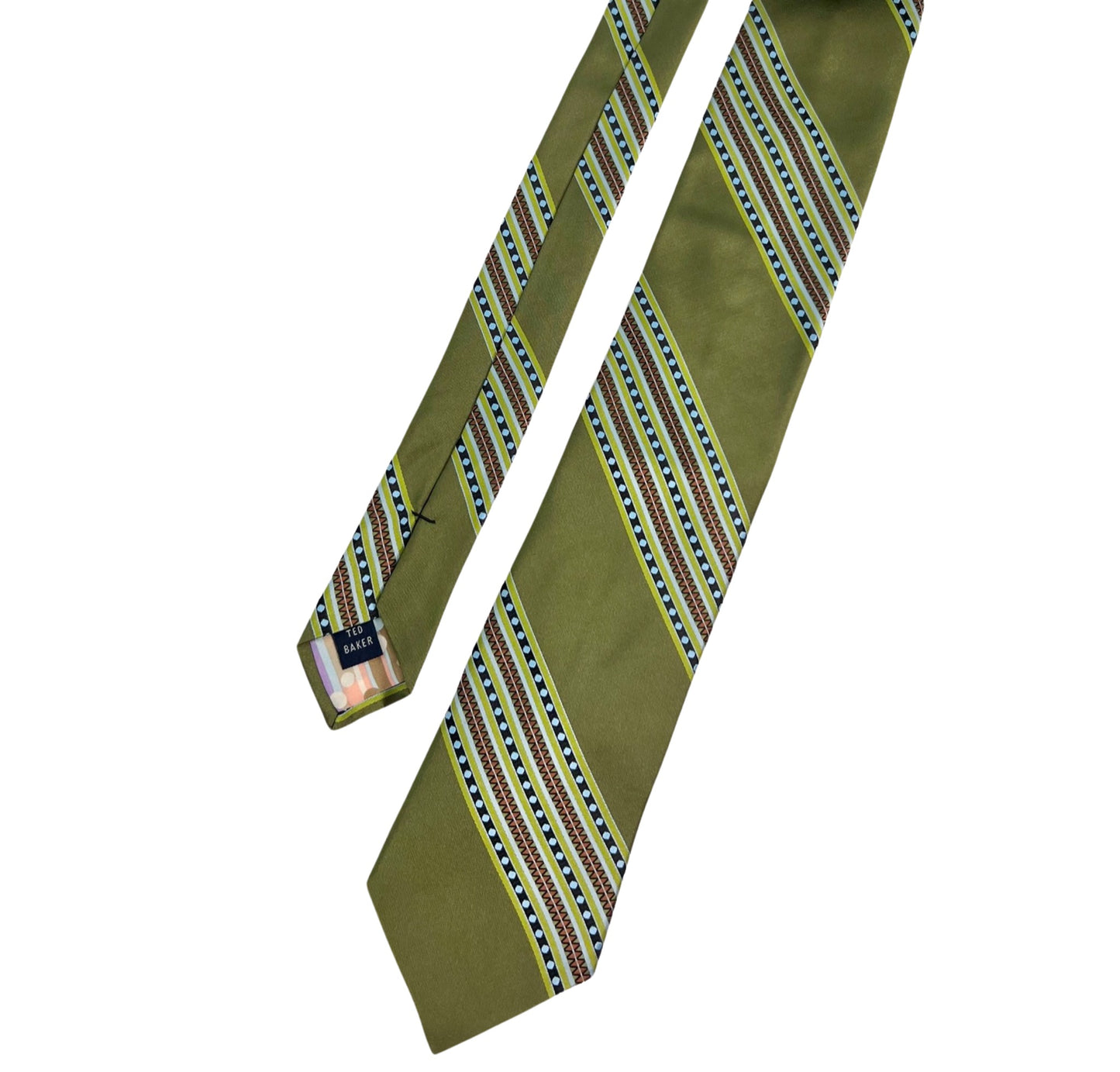 Ted Baker Green Striped Silk Tie