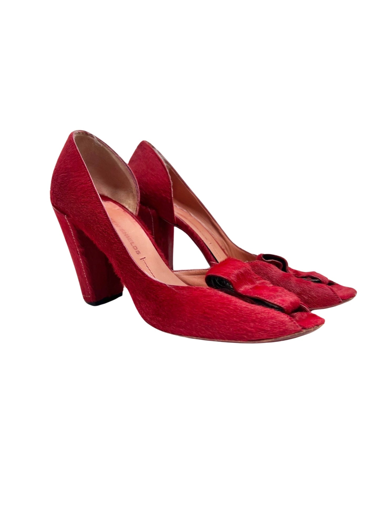 Eileen Shields Red Pony Hair D'orsay Pumps, Size 38.5