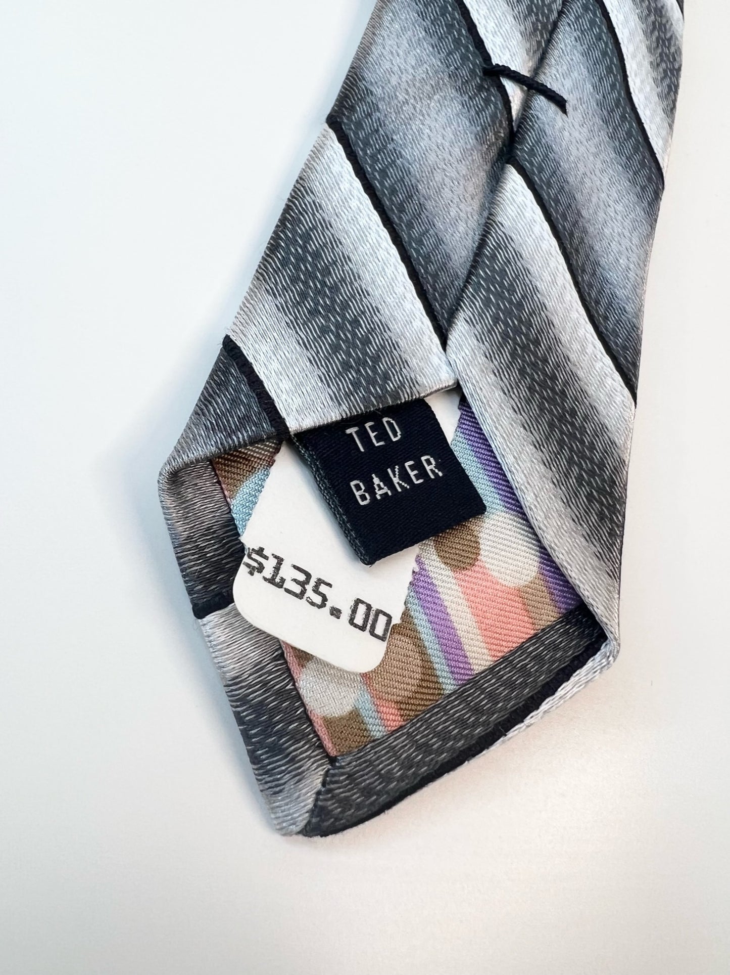 NWT! Ted Baker Black Striped Silk Tie