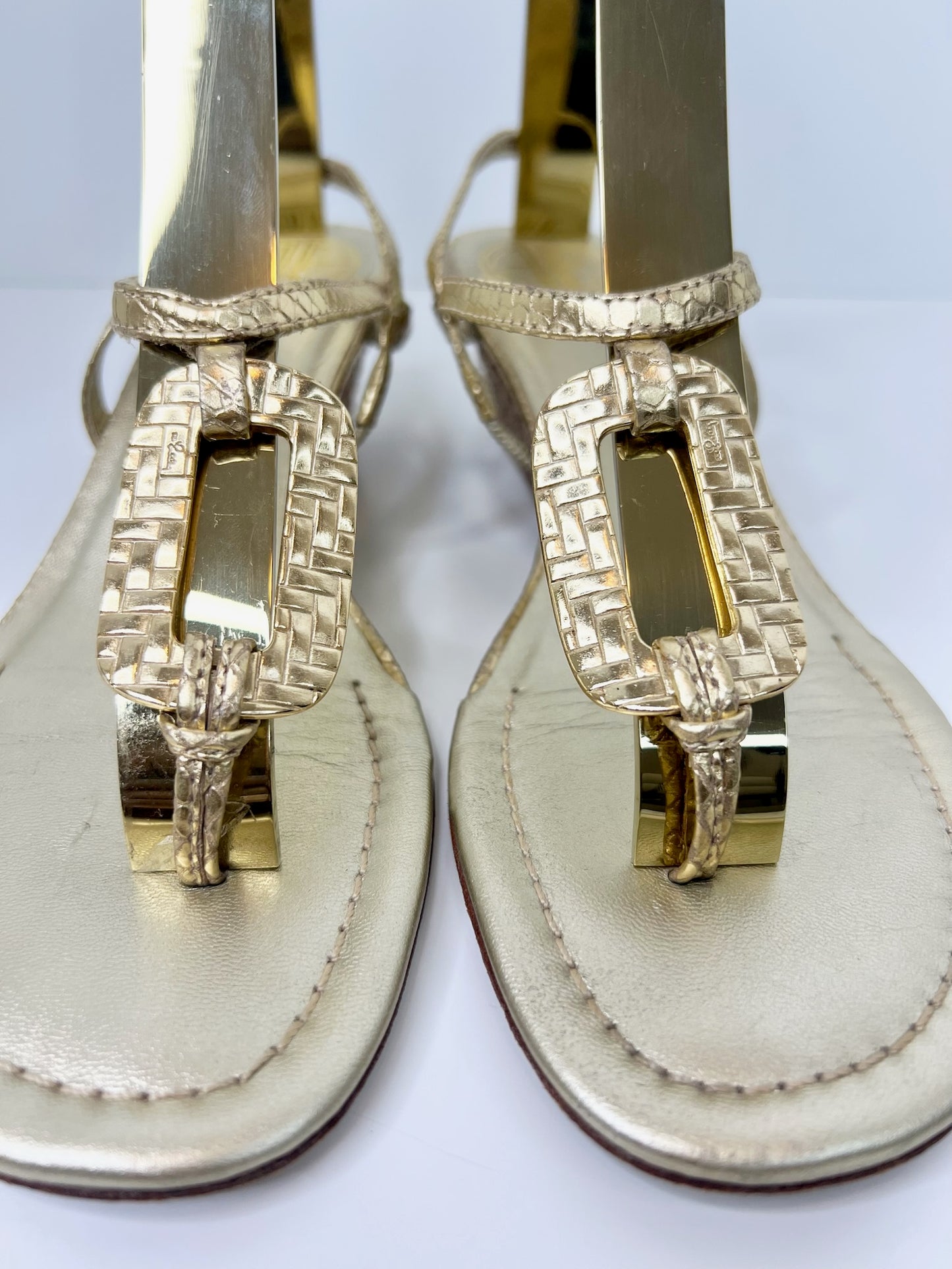 Lily Pulitzer Gold Raffia Wedge Sandal, Size 8