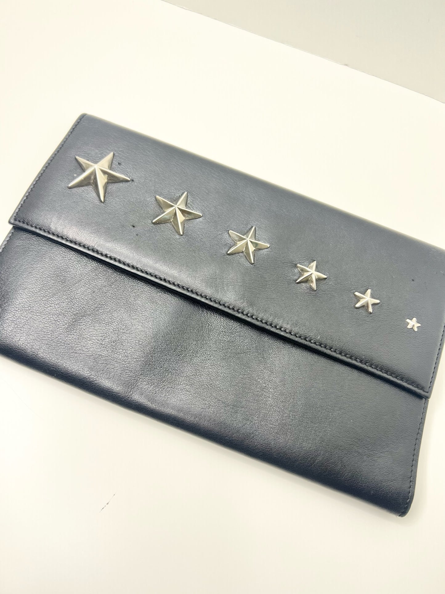 Jimmy Choo Star Black Leather Clutch