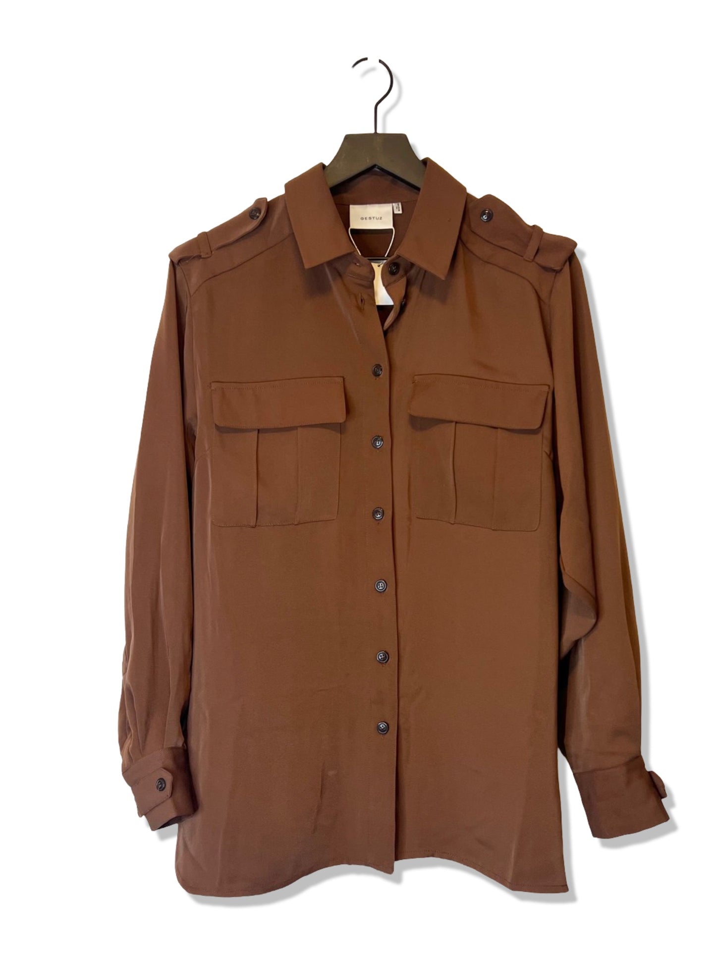 Gestuz Brown Button-Up Shirt, Size 36