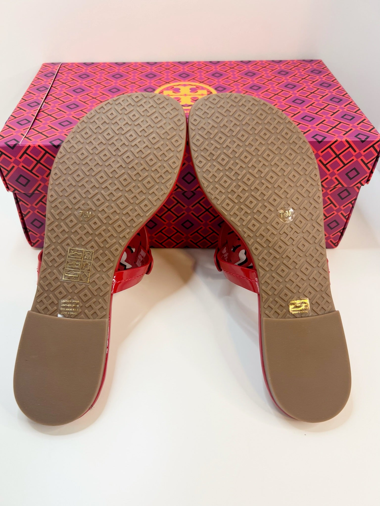 Tory Burch Bright Rainbow Miller Sandals Ruby Red factory 7.5 NEW