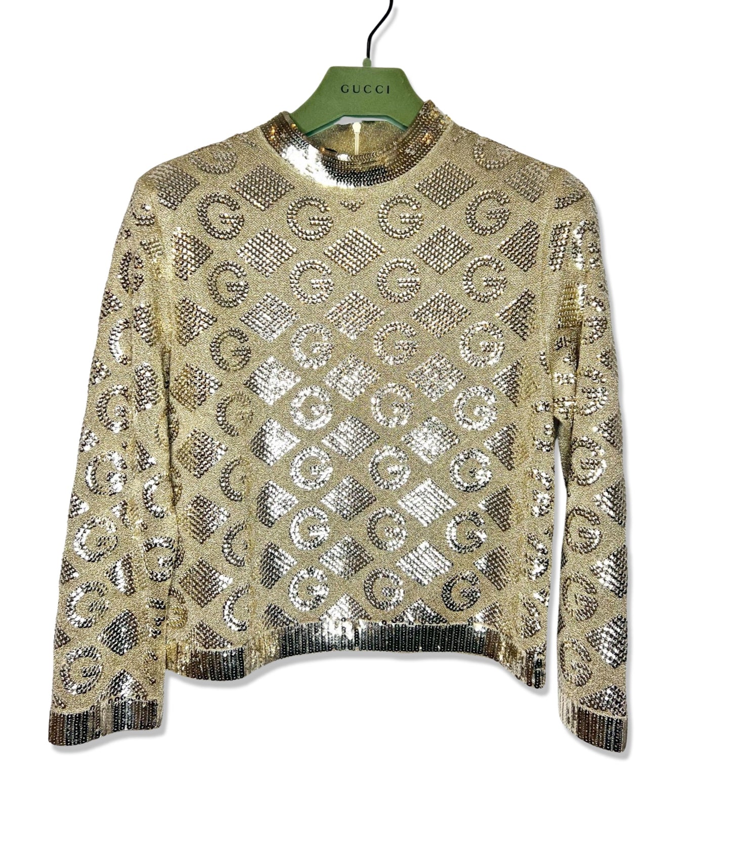 Gucci Lame´ Jacquard Sweater - Gold Size L