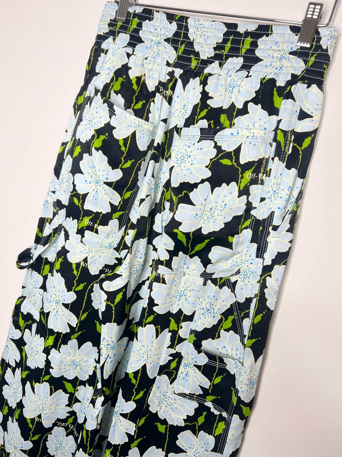 NWT! Off-White Silk Floral Printed Trousers, Size 40