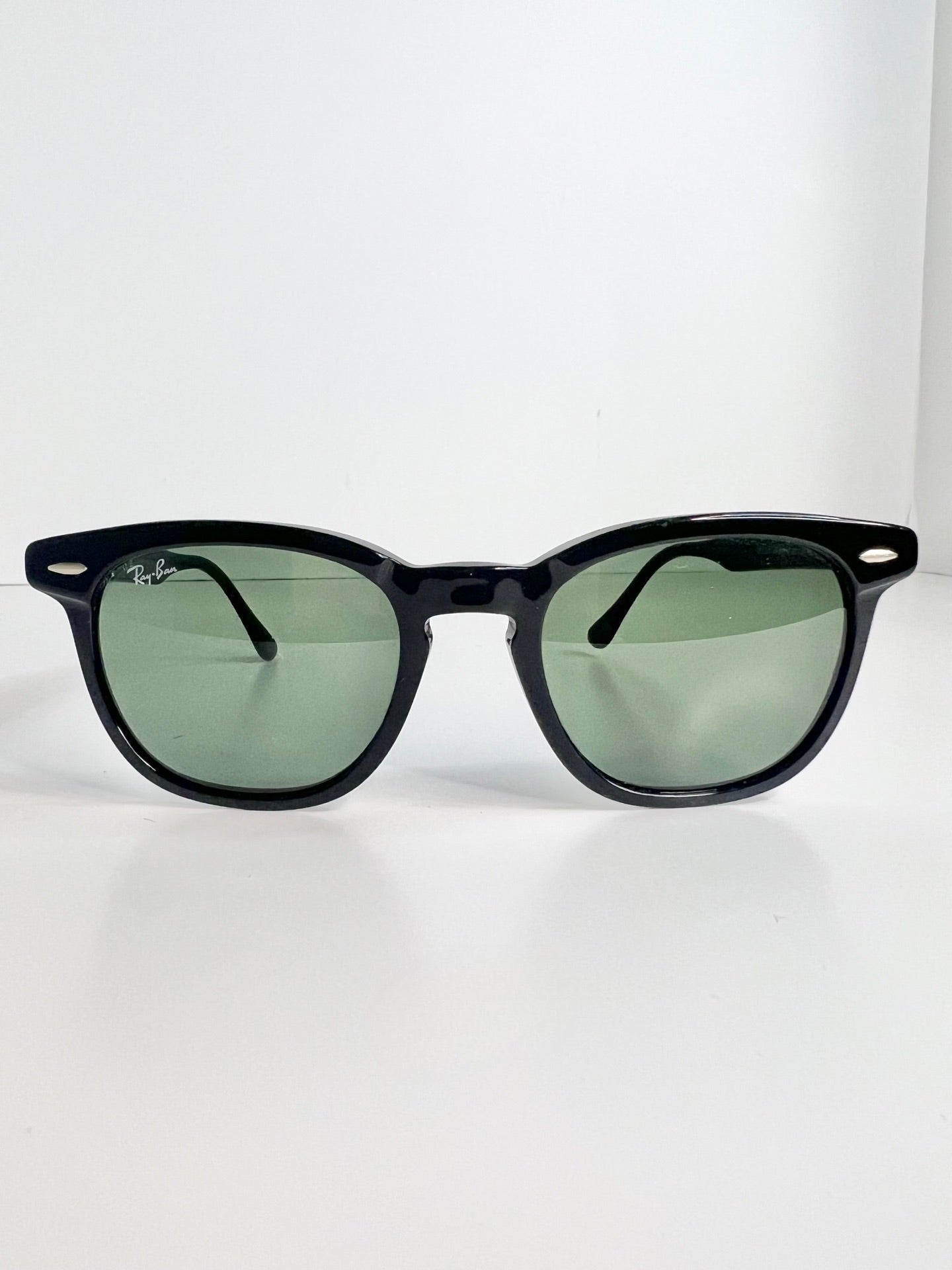 Ray-Ban Hawkeye Polished Black Sunglasses w/ Green Lenses