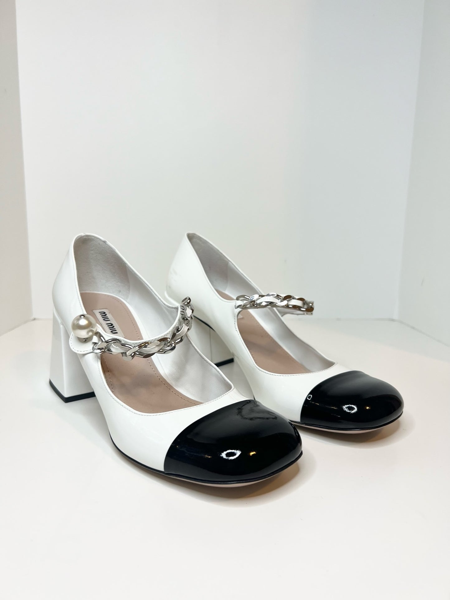 Miu Miu Cap Toe Mary Janes, Size 38.5