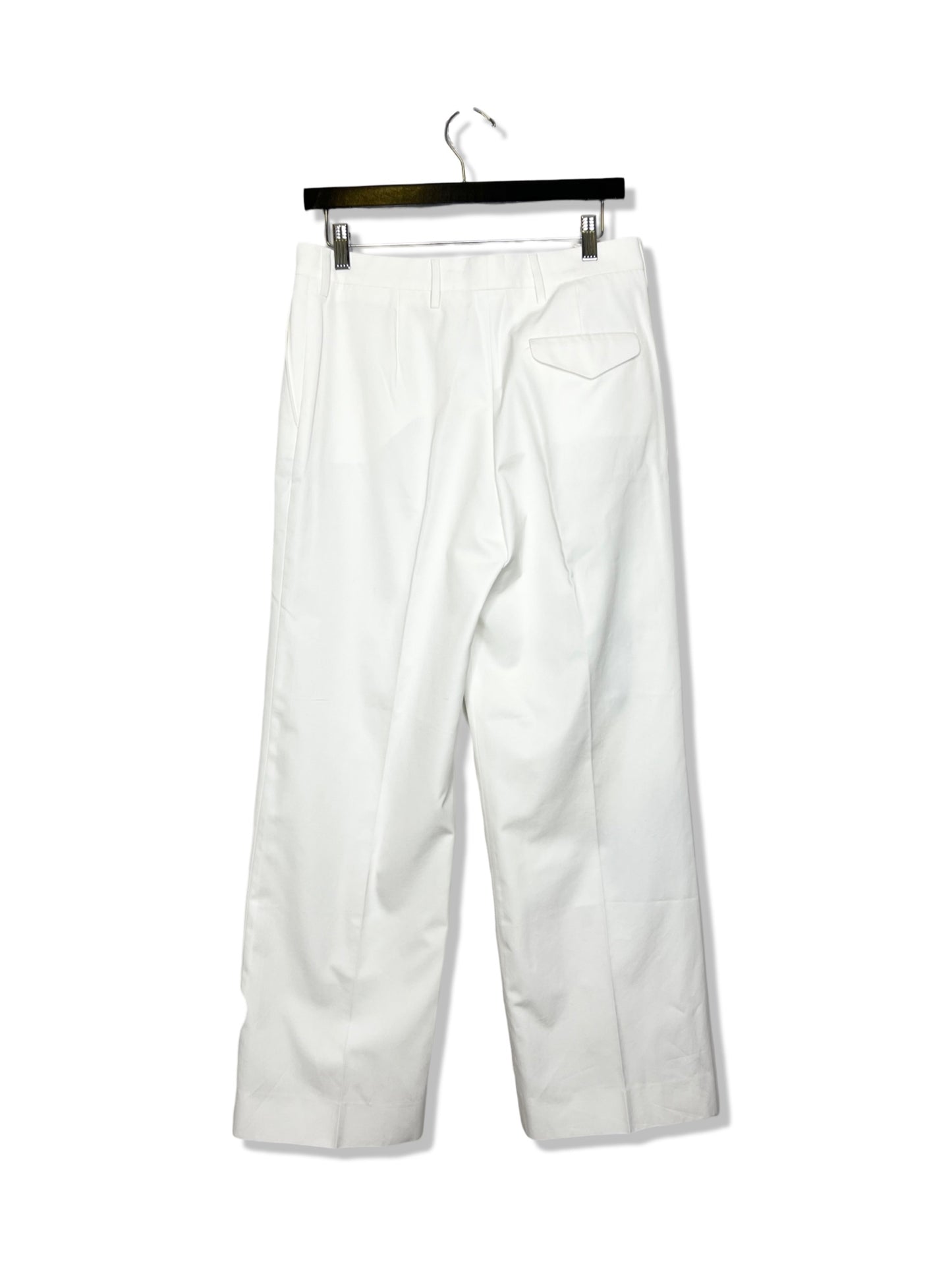 Prada Floral Print Cotton Poplin Straight Leg Trouser in White, Size 40