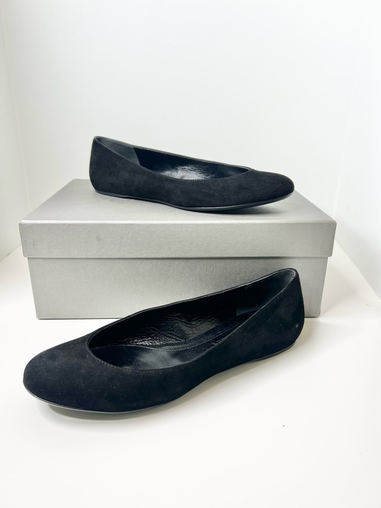 Alexander McQueen Black Suede Ballet Flats, Size 37